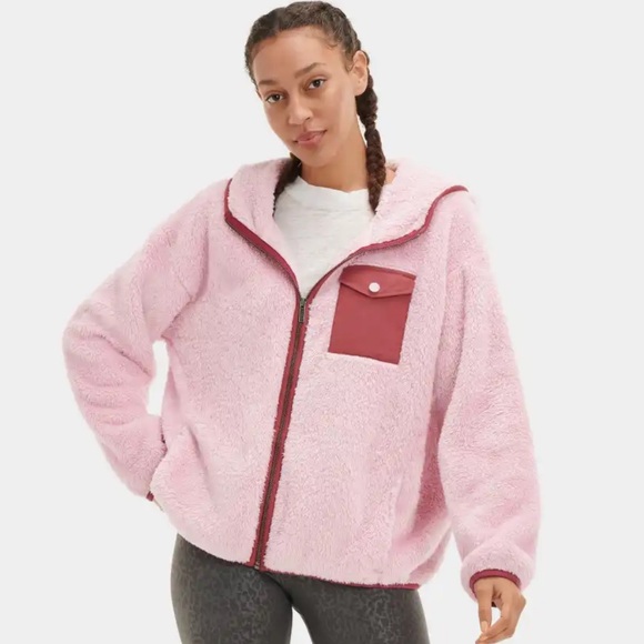 Ugg Kadence Fluffy Sherpa Oversized Relaxed Fit Hooded Teddy Jacket - Picture 1 of 10